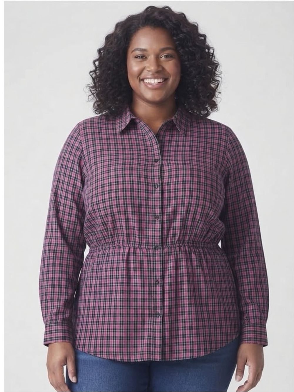 Lane Bryant Classic Button-Front Elastic-Waist Tunic